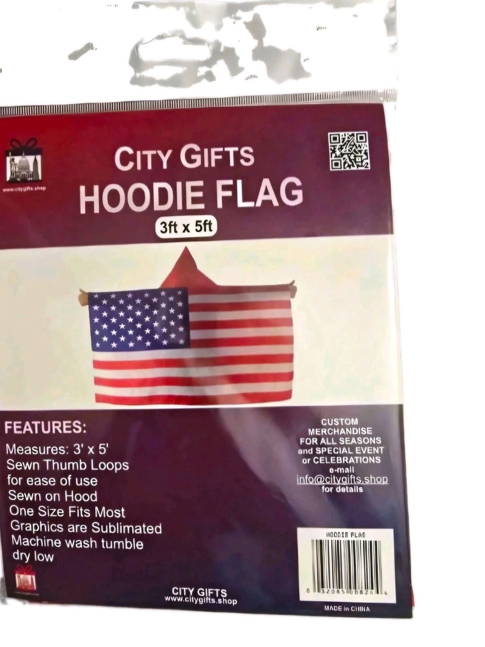 City Gifts US Flag Hoodie Flag 3ft x 5ft 3 ft x 5 ft American Flag
